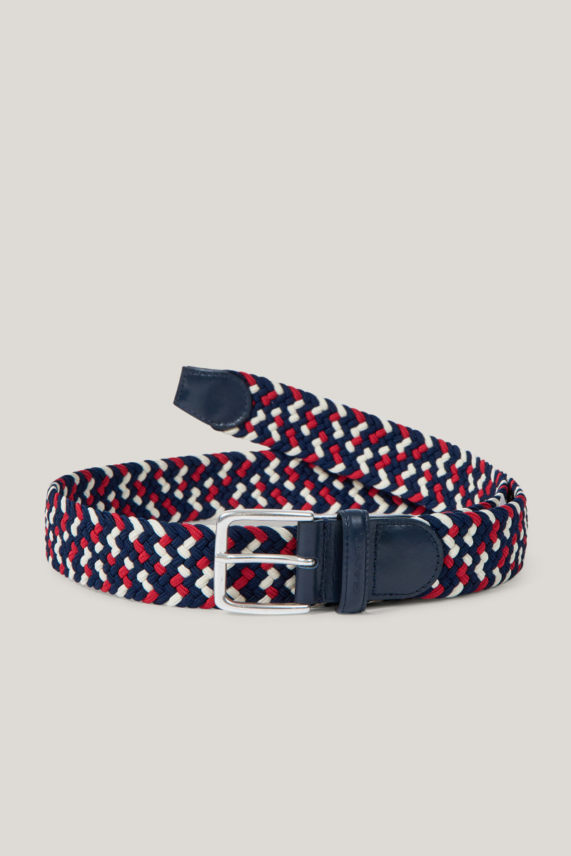 OPASEK GANT MULTICOLOR ELASTIC BRAIDED BELT EVENING BLUE