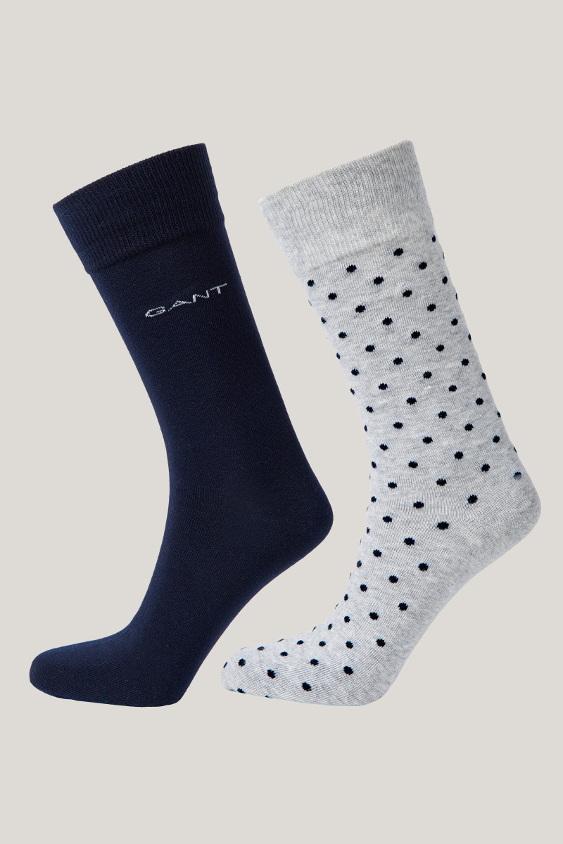 E-shop PONOŽKY GANT DOT AND SOLID SOCKS 2-PACK LIGHT GREY MELANGE