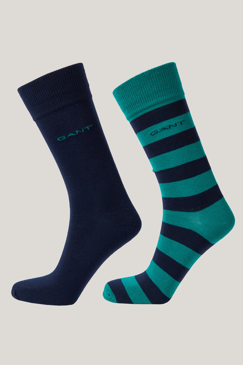 E-shop PONOŽKY GANT BARSTRIPE AND SOLID SOCKS 2-PACK DEEP GREEN