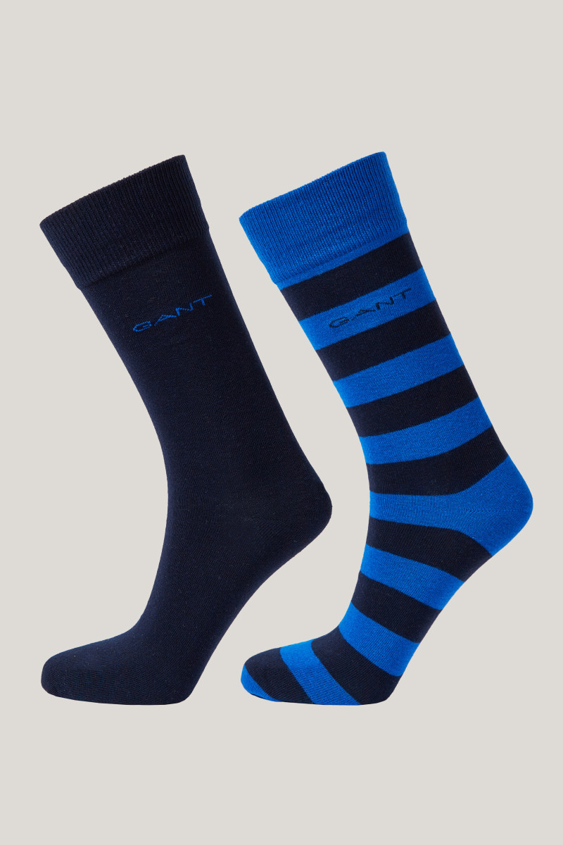 E-shop PONOŽKY GANT BARSTRIPE AND SOLID SOCKS 2-PACK LAPIS BLUE