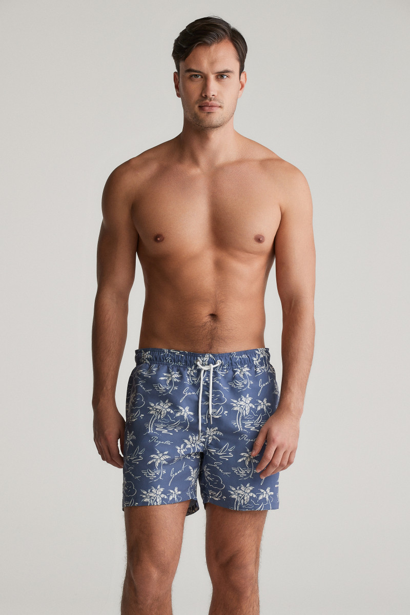 PLAVKY GANT ISLAND PRINT SWIM SHORTS DUSTY NAVY