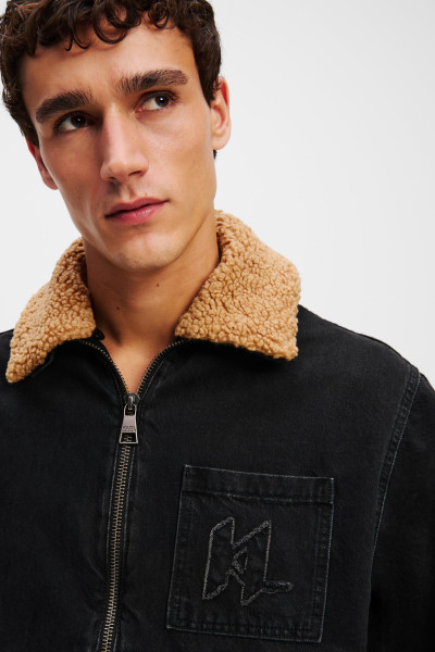 BUNDA KARL LAGERFELD FAUX SHEARLING KL DENIM JACKET - Fotografia č. 4