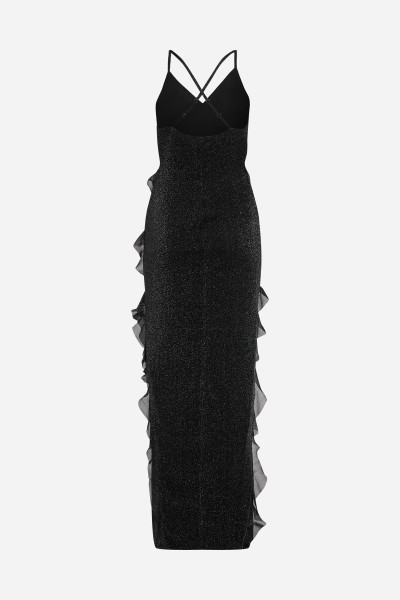 RUHA KARL LAGERFELD LUREX RUFFLE JERSEY DRESS - Kép 6