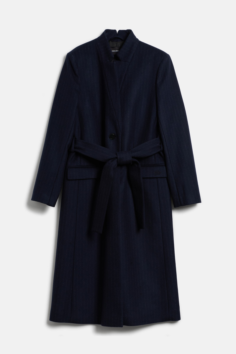 Kabát Karl Lagerfeld Pinstripe Tailored Coat Navy
