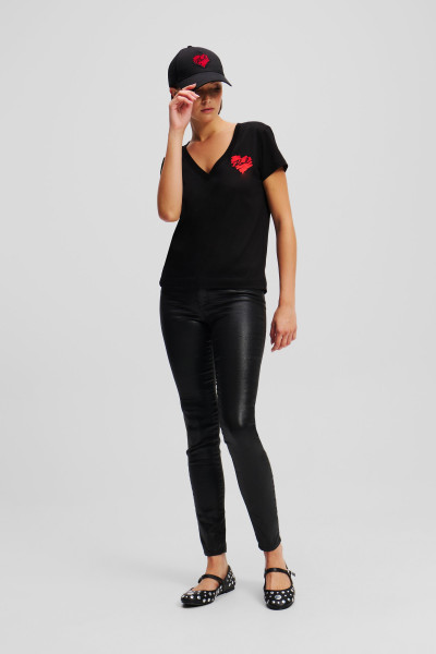 PÓLÓ KARL LAGERFELD HEARTS V-NECK T-SHIRT - Kép 2
