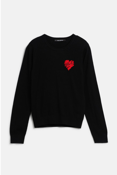 PULÓVER KARL LAGERFELD HEARTS LSLV KNIT TOP - Kép 1