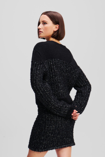 KARDIGÁN KARL LAGERFELD BOUCLE KNIT CARDIGAN - Kép 3