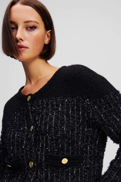 KARDIGÁN KARL LAGERFELD BOUCLE KNIT CARDIGAN - Kép 4