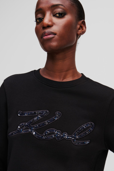 MIKINA KARL LAGERFELD BOUCLE KARL SIGNATURE SWEAT - Fotografie č. 4