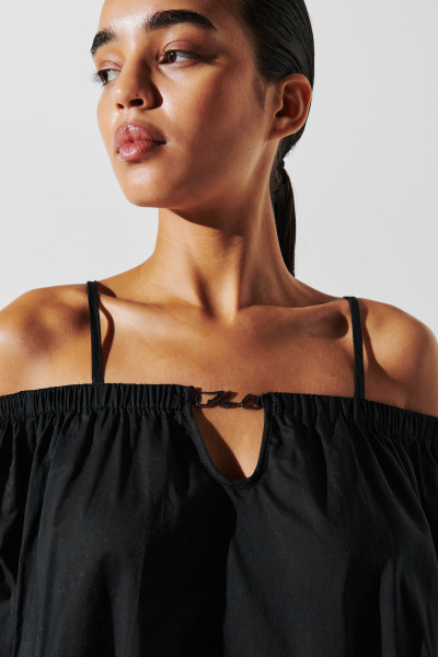 PLÁŽOVÉ OBLEČENÍ KARL LAGERFELD KARL DNA OFF SHOULDER DRESS - Fotografie č. 4