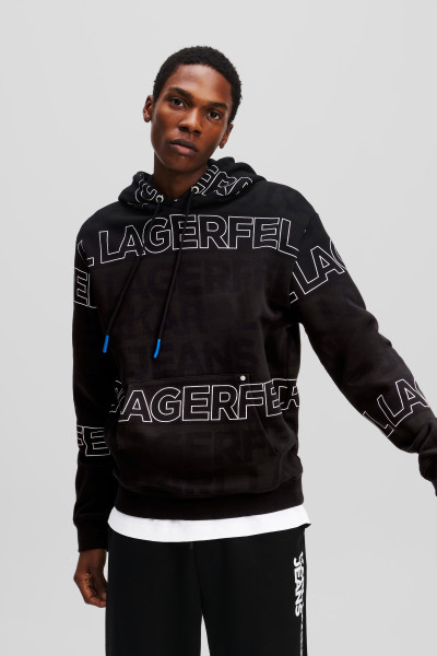MIKINA KARL LAGERFELD JEANS KLJ REGULAR AOP TEXT HOODIE - Fotografia č. 1