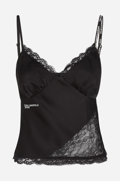 BLÚZKA KARL LAGERFELD JEANS KLJ SATIN LACE TOP - Fotografia č. 5