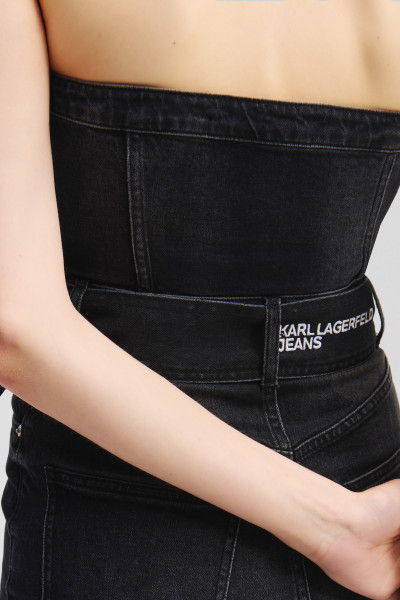 ŠATY KARL LAGERFELD JEANS KLJ DENIM BANDEAU DRESS - Fotografie č. 4