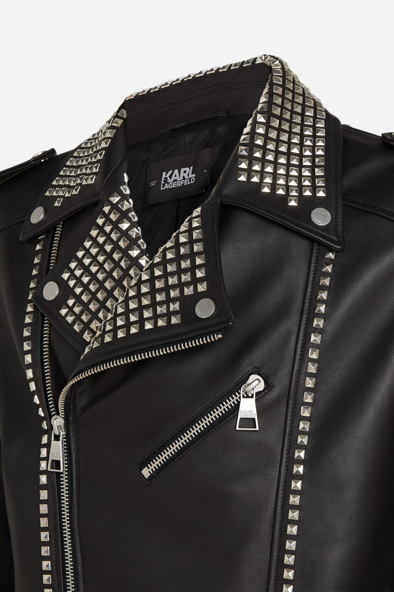 Bunda Karl Lagerfeld Huns Pick Stud Leather Jacket Black