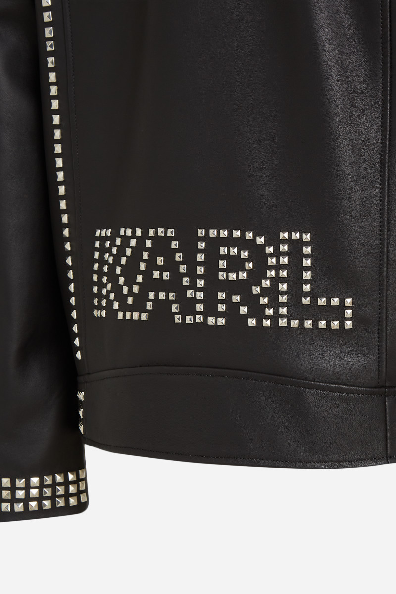 Bunda Karl Lagerfeld Huns Pick Stud Leather Jacket Black