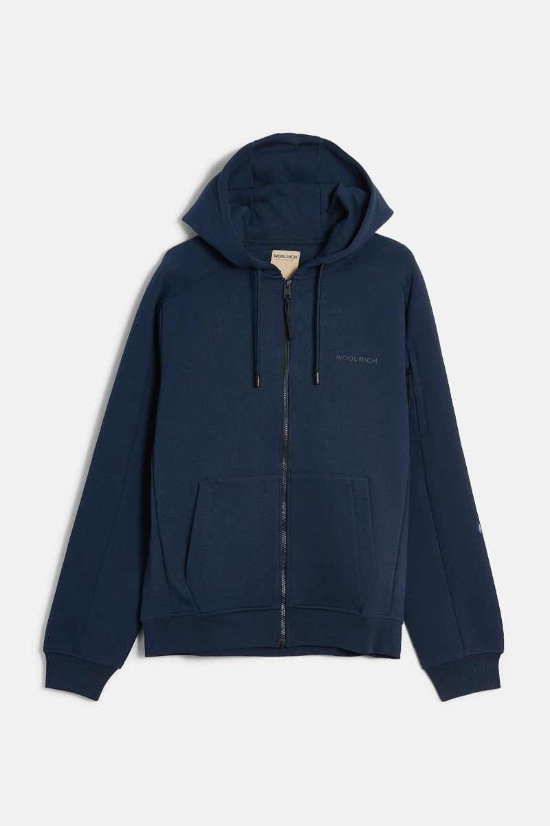 Melegítő Felső Woolrich Tech Full-Zip Hoodie Melton Blue