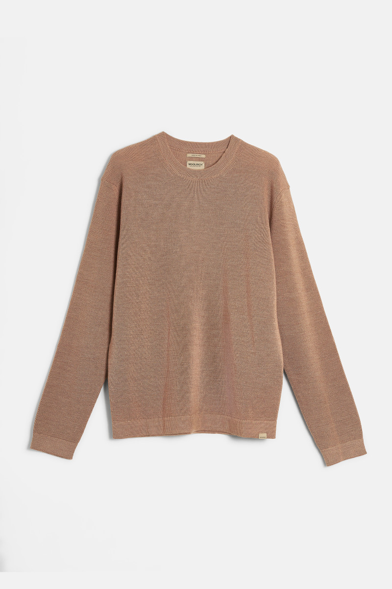Sveter Woolrich Micro Stitch Crewneck Gold Khaki