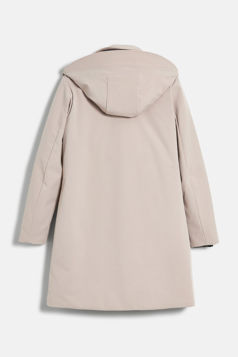 Kabát Woolrich Firth Down Hooded Trench Light Taupe