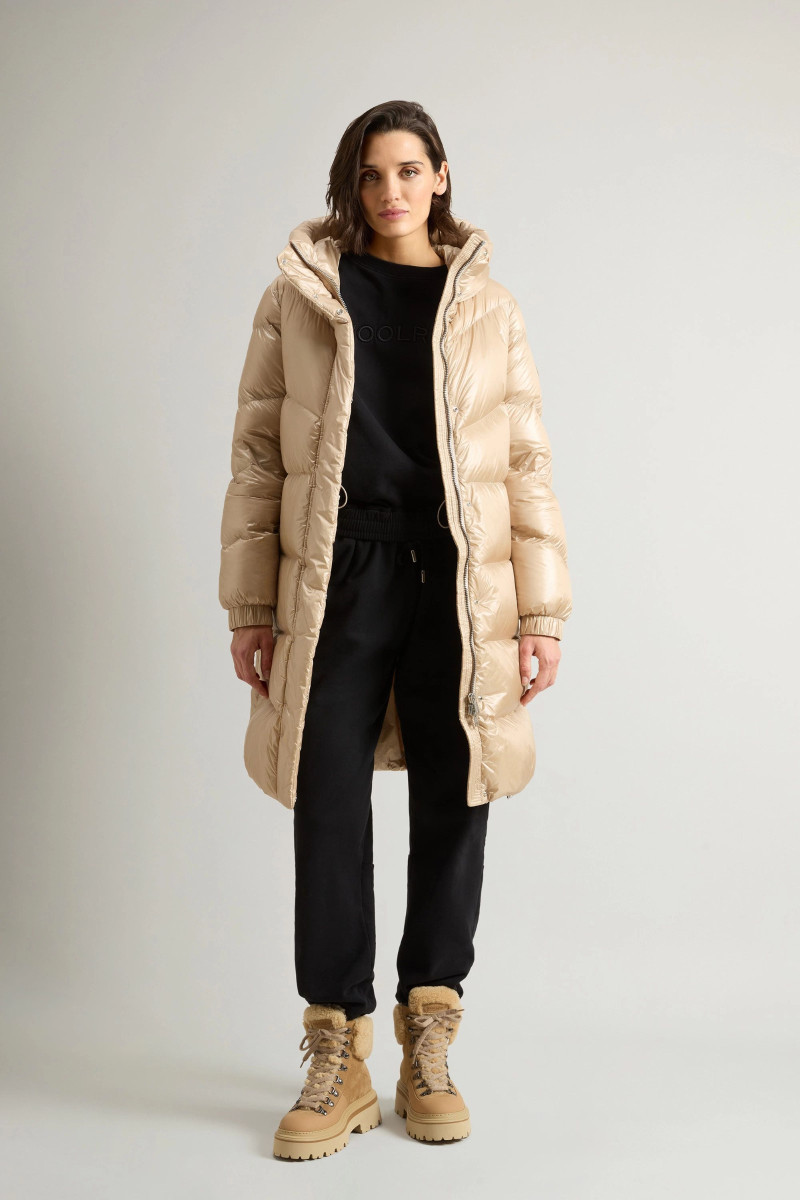 Bunda Woolrich Aliquippa Long Puffer Jacket Oxford Tan
