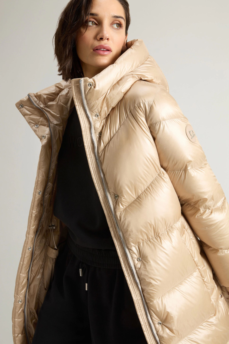 Bunda Woolrich Aliquippa Long Puffer Jacket Oxford Tan