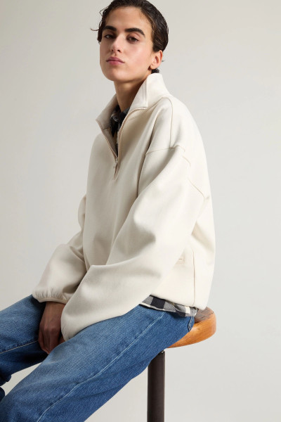 MELEGÍTŐ FELSŐ WOOLRICH INTERLOCK FLEECE HALF ZIP - Kép 4