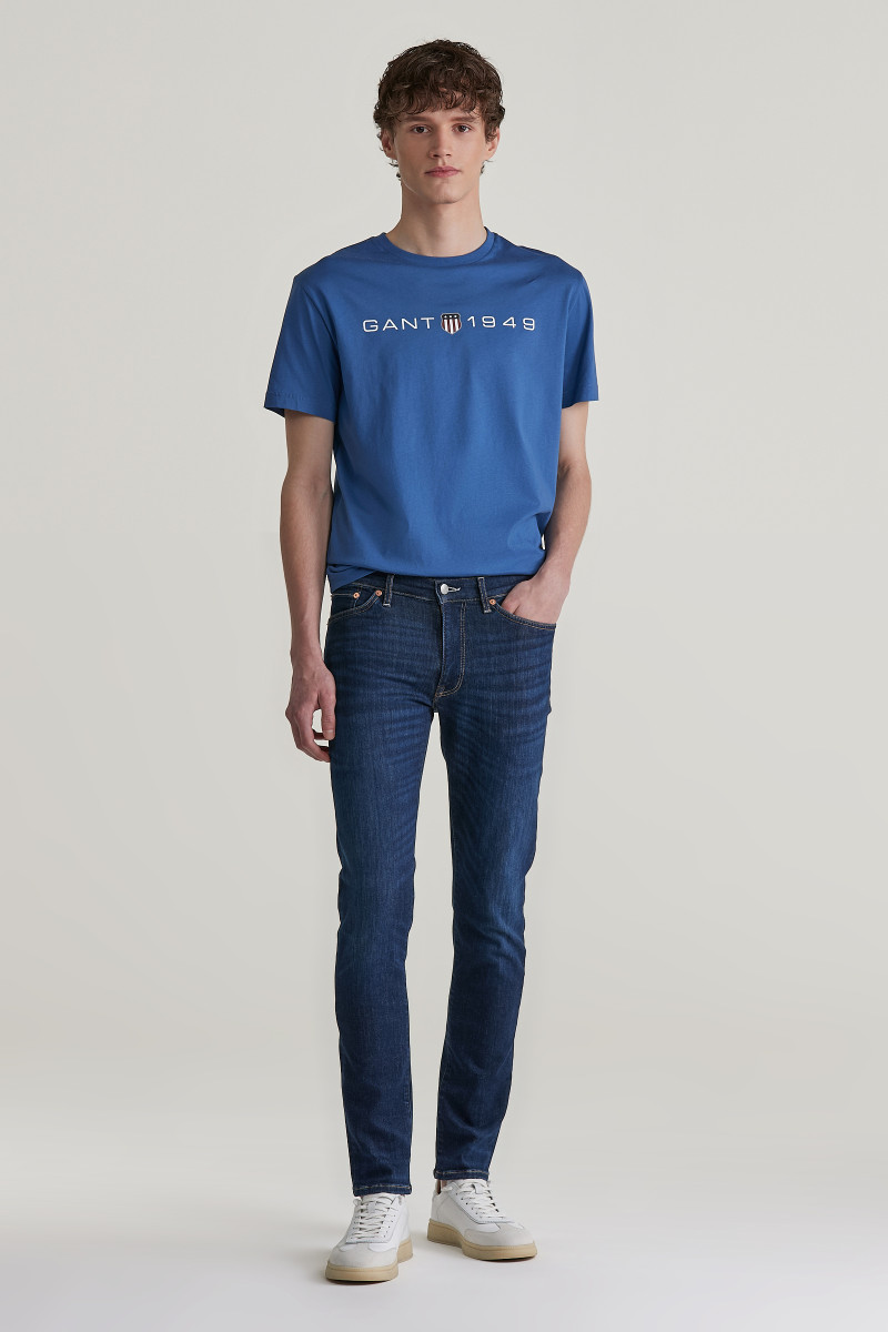 DŽÍNSY GANT EXTRA SLIM ACTIVE RECOVER JEANS DARK BLUE WORN IN