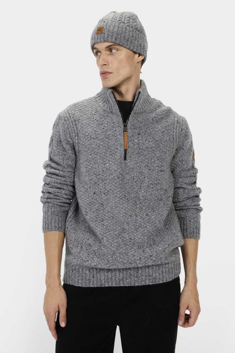 Sveter Camel Active Pullover Troyer Grey Melange