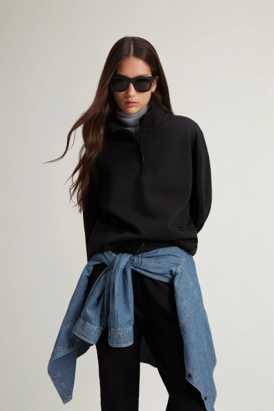 MIKINA WOOLRICH INTERLOCK FLEECE HALF ZIP - Fotografie č. 4