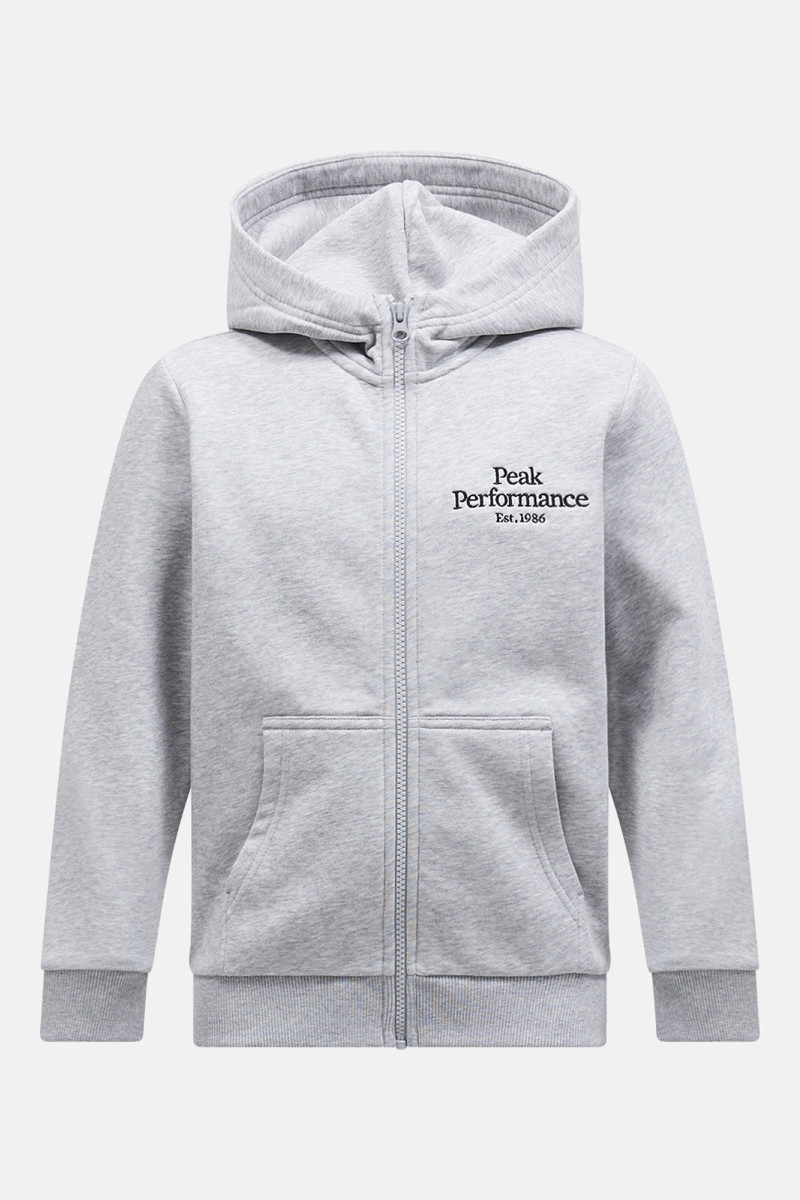 Mikina Peak Performance Jr Original Zip Hood Mel Med Grey Melange/Black/