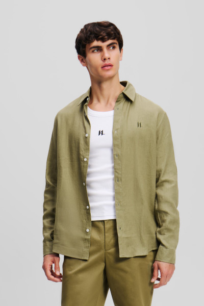 KOŠILE KARL LAGERFELD KL EMBROIDERY LINEN SHIRT - Fotografie č. 1