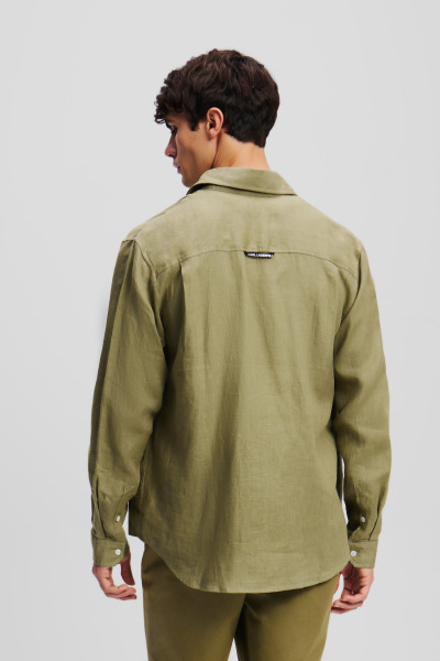 KOŠILE KARL LAGERFELD KL EMBROIDERY LINEN SHIRT - Fotografie č. 3