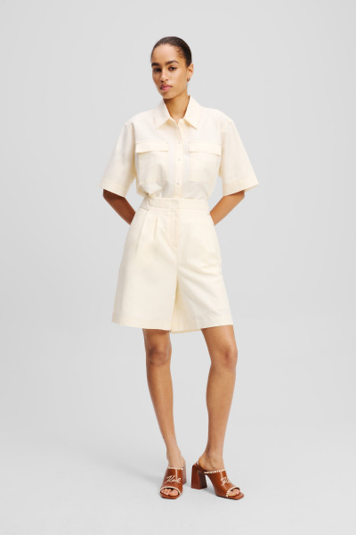 ŠORTKY KARL LAGERFELD LINEN BLEND SHORTS - Fotografie č. 1