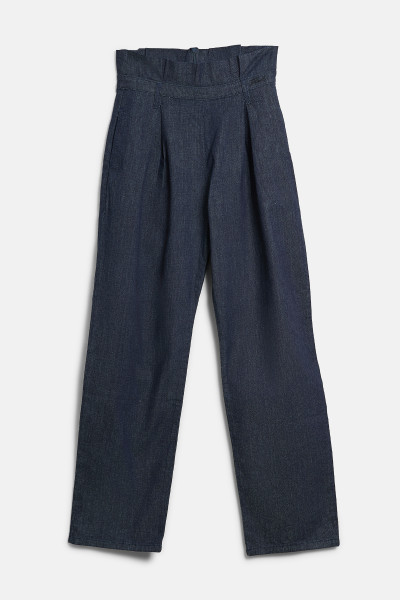 FARMER KARL LAGERFELD PLEATED PAPER BAG DENIM PANTS - Kép 1