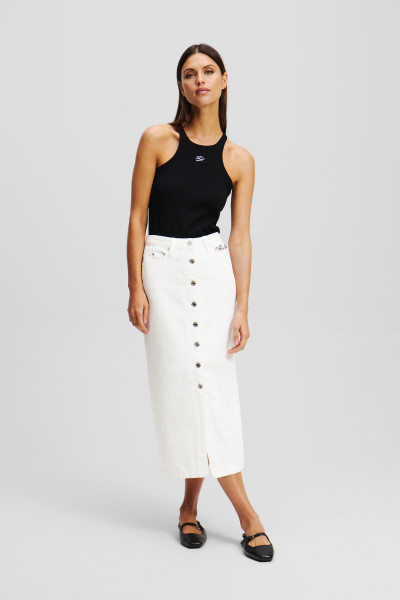 SUKNĚ KARL LAGERFELD BUTTON WHITE DENIM SKIRT - Fotografie č. 1