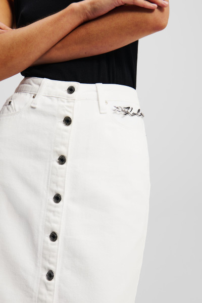 SUKNĚ KARL LAGERFELD BUTTON WHITE DENIM SKIRT - Fotografie č. 4
