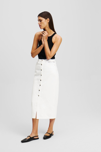 SUKNĚ KARL LAGERFELD BUTTON WHITE DENIM SKIRT - Fotografie č. 2