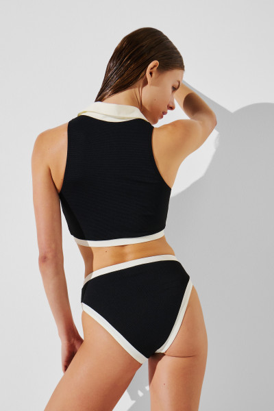 PLAVKY KARL LAGERFELD MONOCHROME HIGH WAIST BOTTOM - Fotografia č. 3