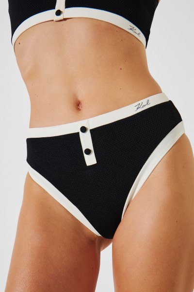 PLAVKY KARL LAGERFELD MONOCHROME HIGH WAIST BOTTOM - Fotografia č. 4