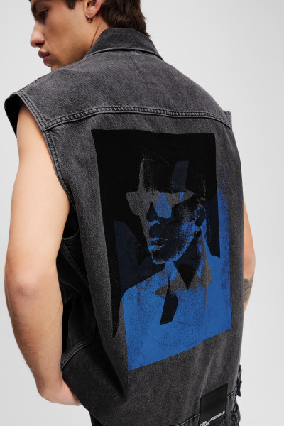 VESTA KARL LAGERFELD JEANS KLJ RELAXED DENIM VEST PRINT - Fotografie č. 4
