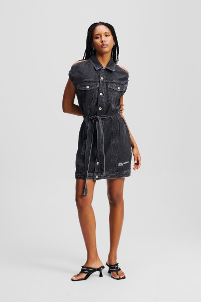 ŠATY KARL LAGERFELD JEANS KLJ BELTED DENIM DRESS - Fotografie č. 1