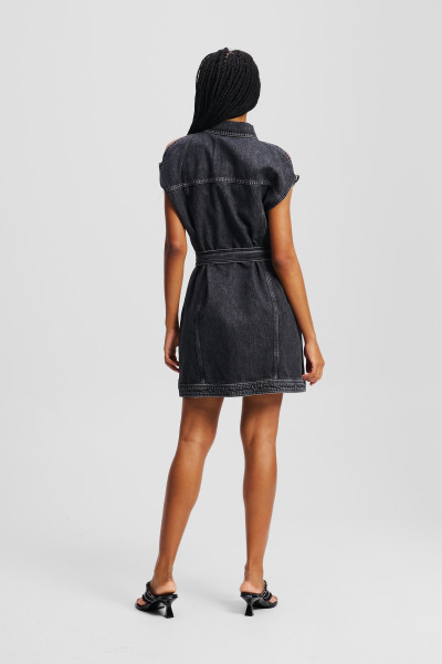 ŠATY KARL LAGERFELD JEANS KLJ BELTED DENIM DRESS - Fotografie č. 3