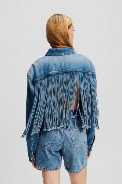BUNDA KARL LAGERFELD JEANS KLJ RELAXED FRINGED DENIM JKT - Fotografie č. 3