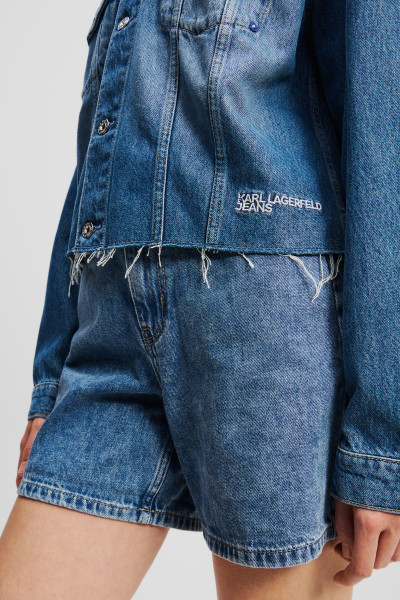 BUNDA KARL LAGERFELD JEANS KLJ RELAXED FRINGED DENIM JKT - Fotografie č. 4