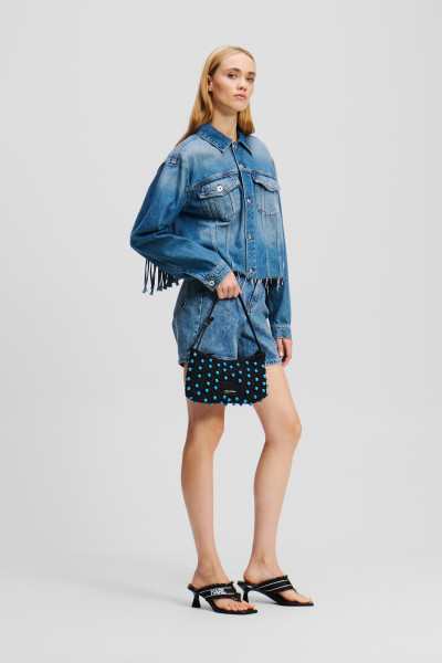 BUNDA KARL LAGERFELD JEANS KLJ RELAXED FRINGED DENIM JKT - Fotografie č. 2