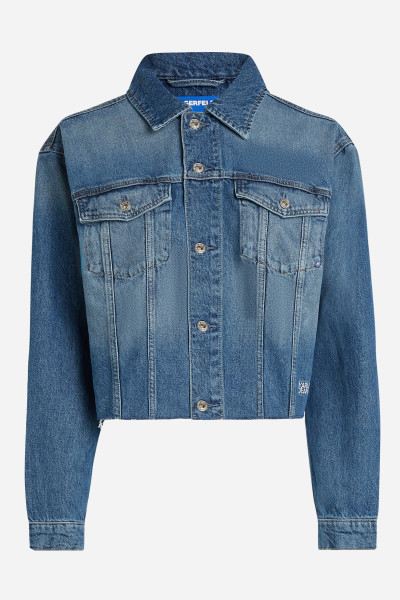 BUNDA KARL LAGERFELD JEANS KLJ RELAXED FRINGED DENIM JKT - Fotografie č. 5