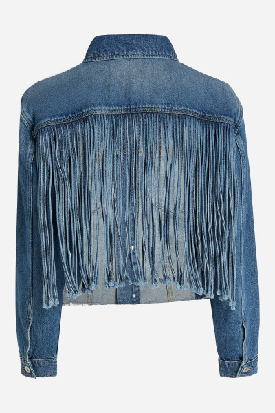 BUNDA KARL LAGERFELD JEANS KLJ RELAXED FRINGED DENIM JKT - Fotografie č. 6