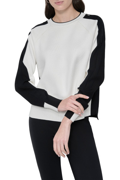 PULÓVER DKNY L/S DBL ZIP SLV CONT - Kép 1