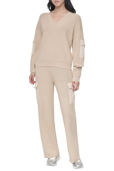 PULÓVER DKNY L/S VNCK SWTR W/ SAT - Kép 2