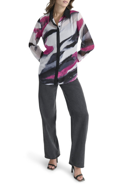 ING DKNY L/S PRNT CHIFFON BTT - Kép 2