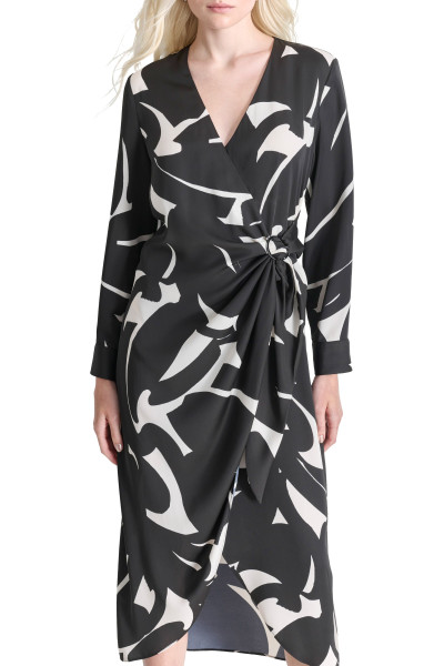 ŠATY DKNY L/S V-NECK MIDI W/ H - Fotografia č. 5